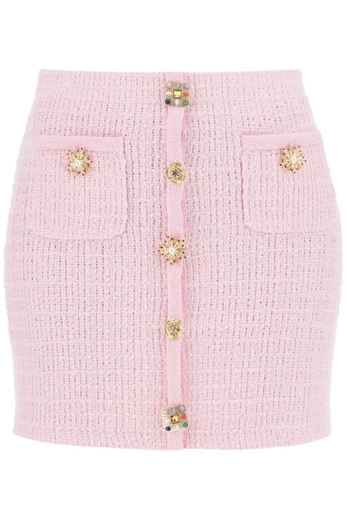 SELF PORTRAIT "knitted Mini Skirt With Jewel Buttons