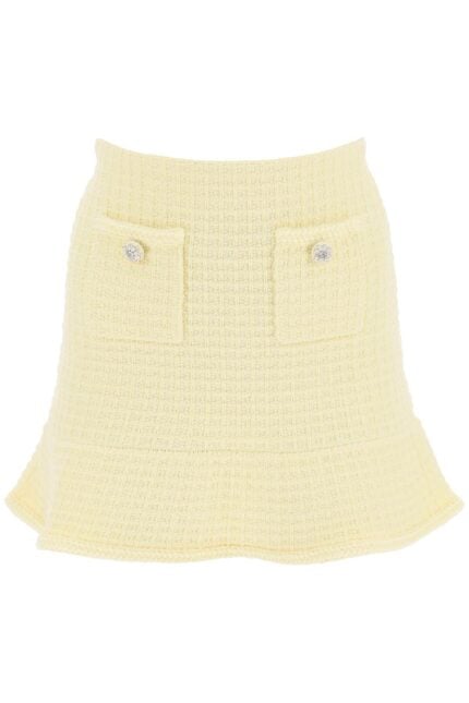 SELF PORTRAIT 'knitted Mini Skirt With Jewel Buttons