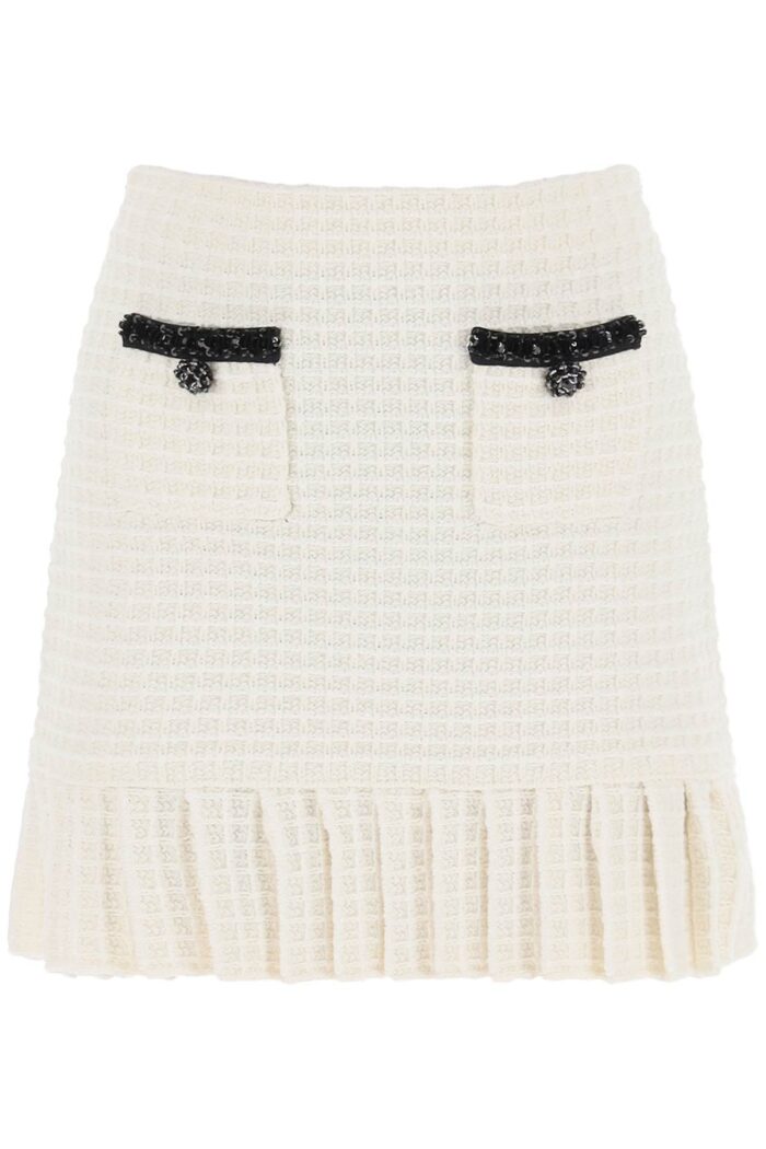 SELF PORTRAIT Knitted Mini Skirt With Sequins