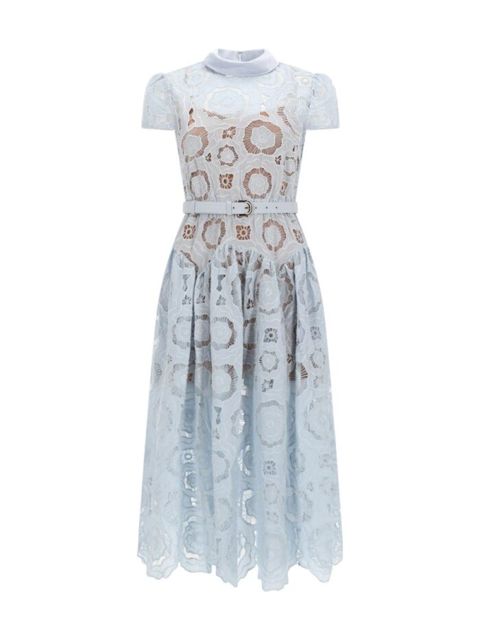 self portrait lace midi dress SELF-PORTRAIT LACE MIDI DRESS