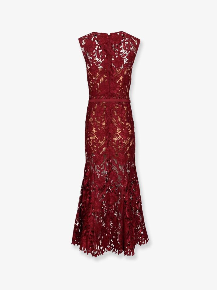 SELF PORTRAIT Lace Midi Dress With Belt