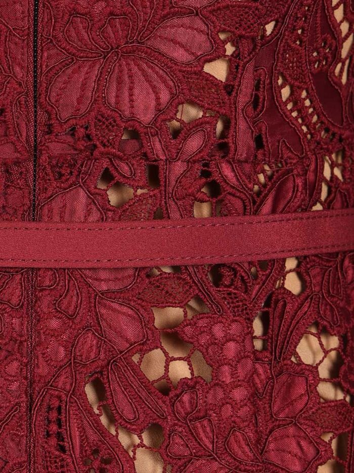 SELF PORTRAIT Lace Midi Dress With Belt