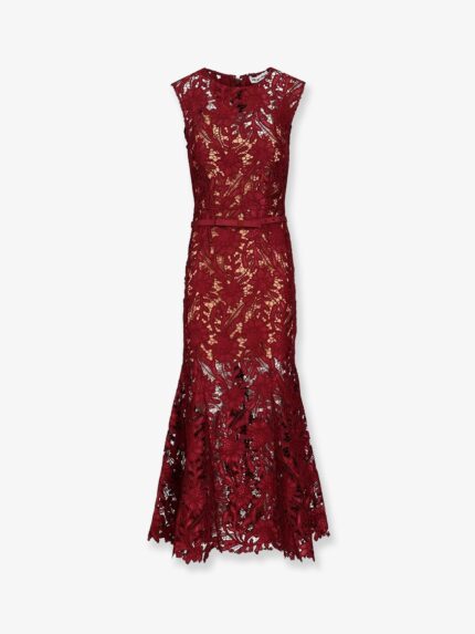SELF PORTRAIT Lace Midi Dress With Belt