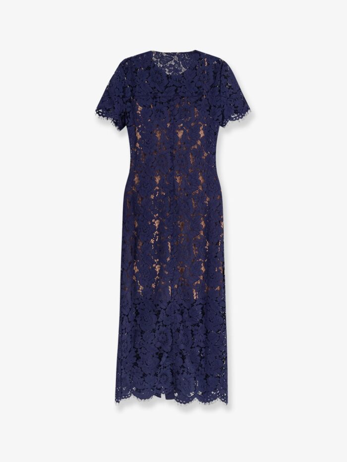 SELF PORTRAIT Lace Midi Dress With Jewel Button