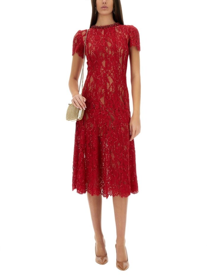 SELF-PORTRAIT LACE MIDI DRESS WITH SEQUINS