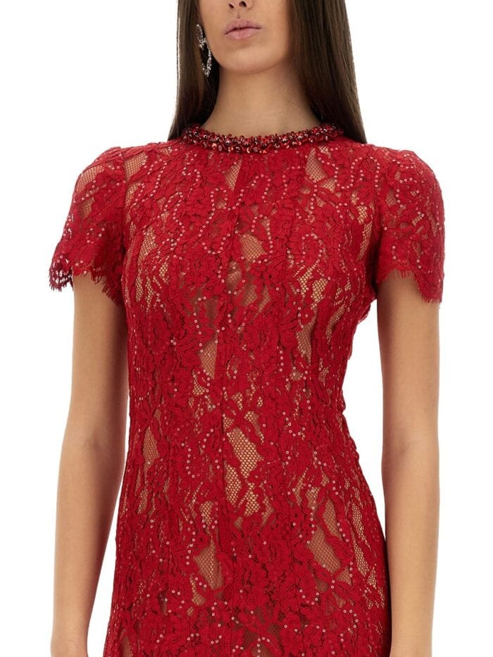 SELF-PORTRAIT LACE MIDI DRESS WITH SEQUINS