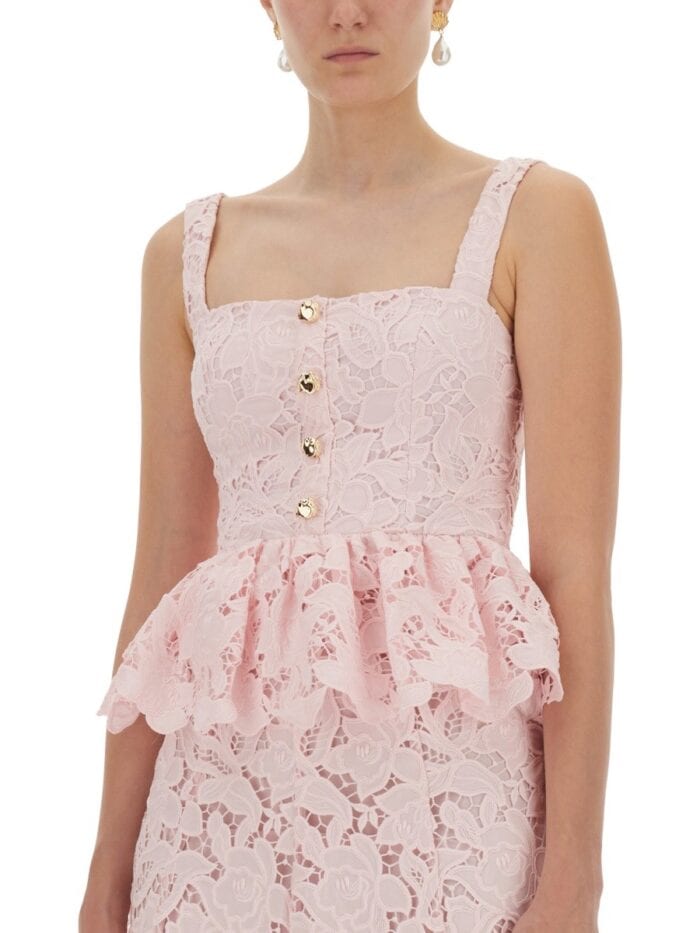 SELF-PORTRAIT LACE MIDI PEPLUM DRESS
