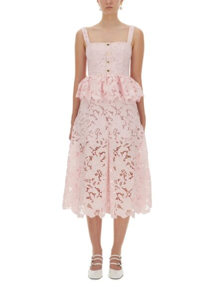 SELF-PORTRAIT LACE MIDI PEPLUM DRESS