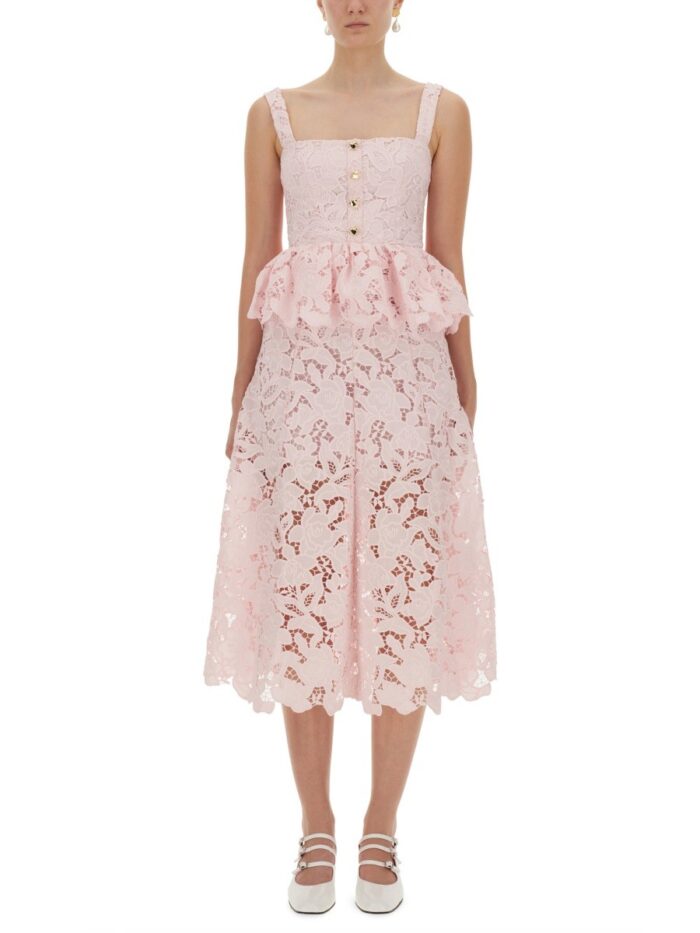 SELF-PORTRAIT LACE MIDI PEPLUM DRESS