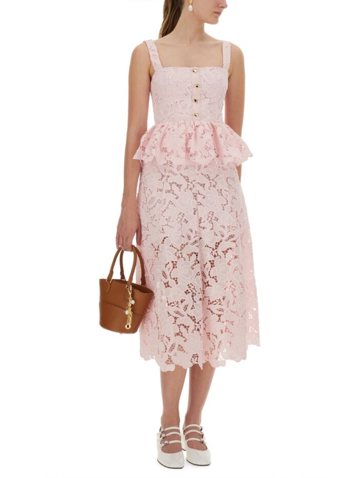 SELF-PORTRAIT LACE MIDI PEPLUM DRESS