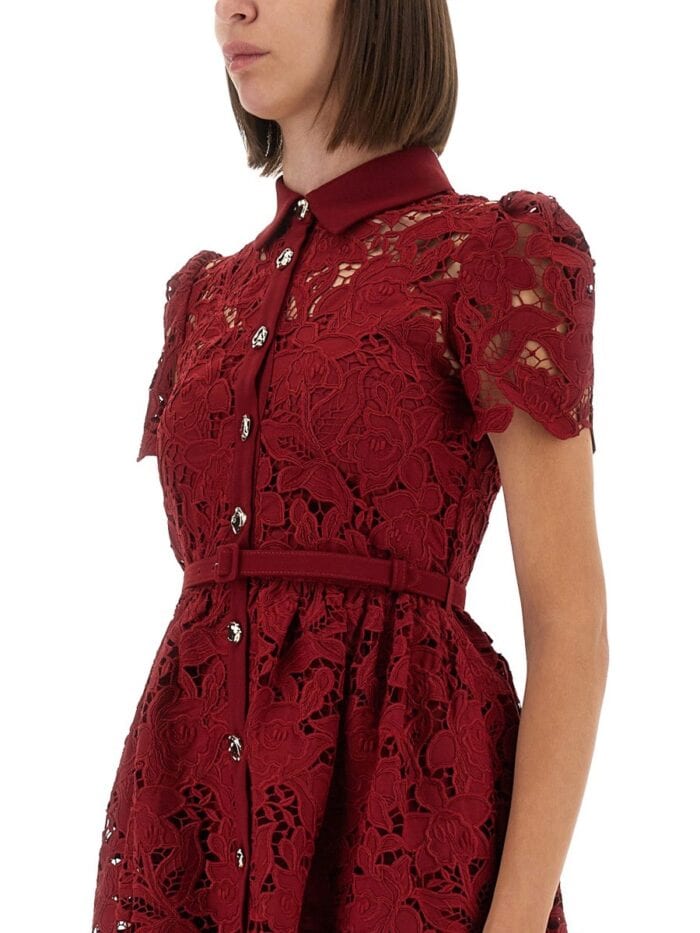 SELF-PORTRAIT LACE MINI DRESS WITH COLLAR