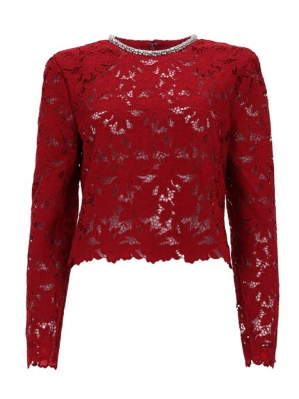 SELF-PORTRAIT LACE TOP WITH CRYSTALS