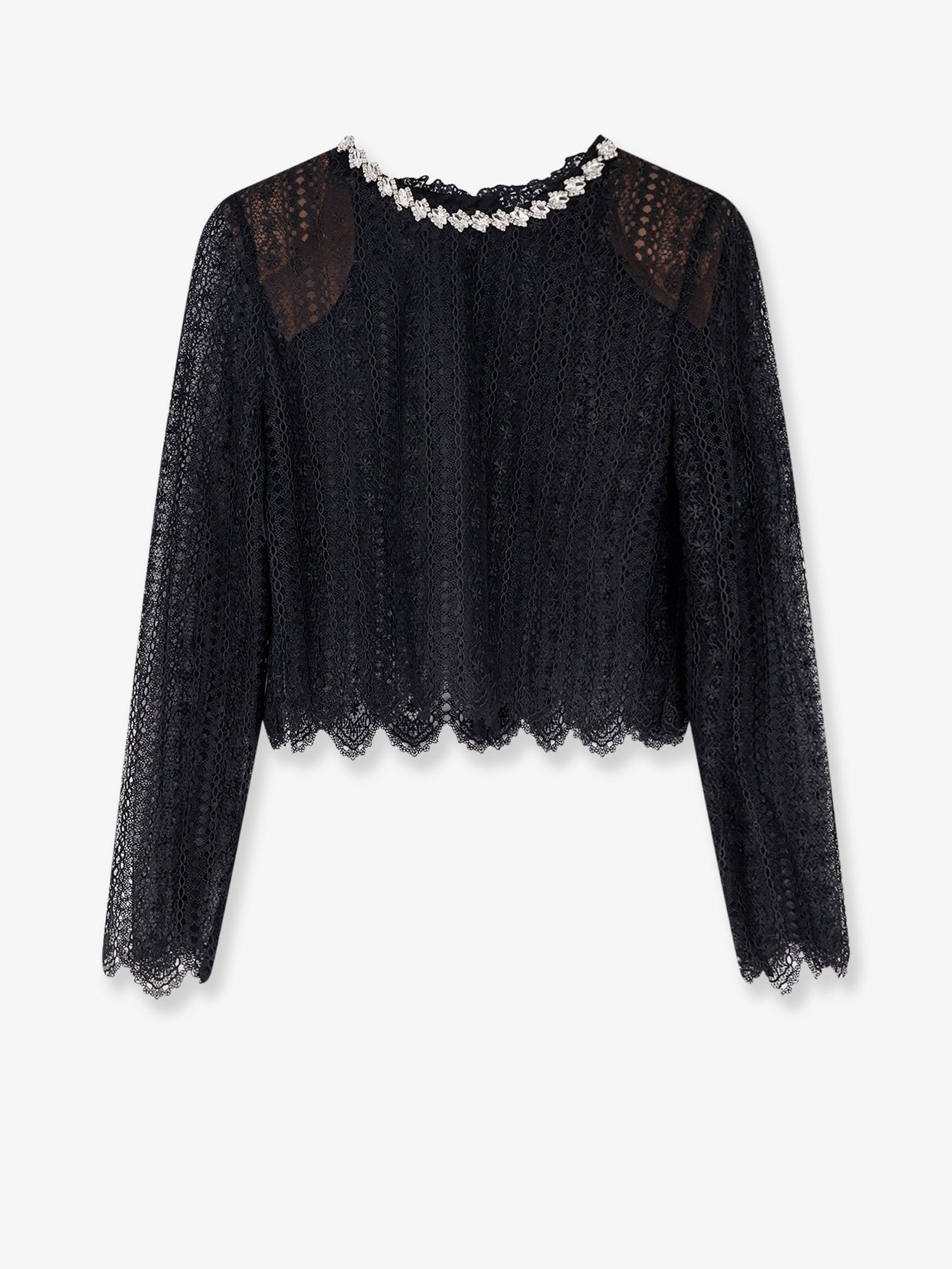 SELF PORTRAIT Lace Top With Rhinestones