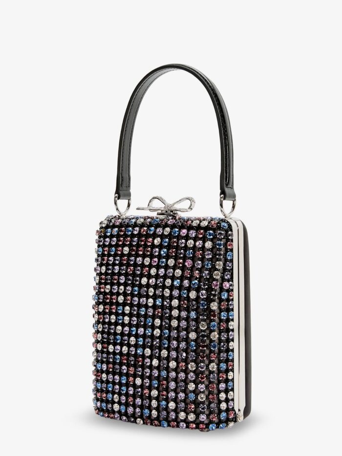 SELF PORTRAIT Leather Crossbody Bag With All-over Crystals