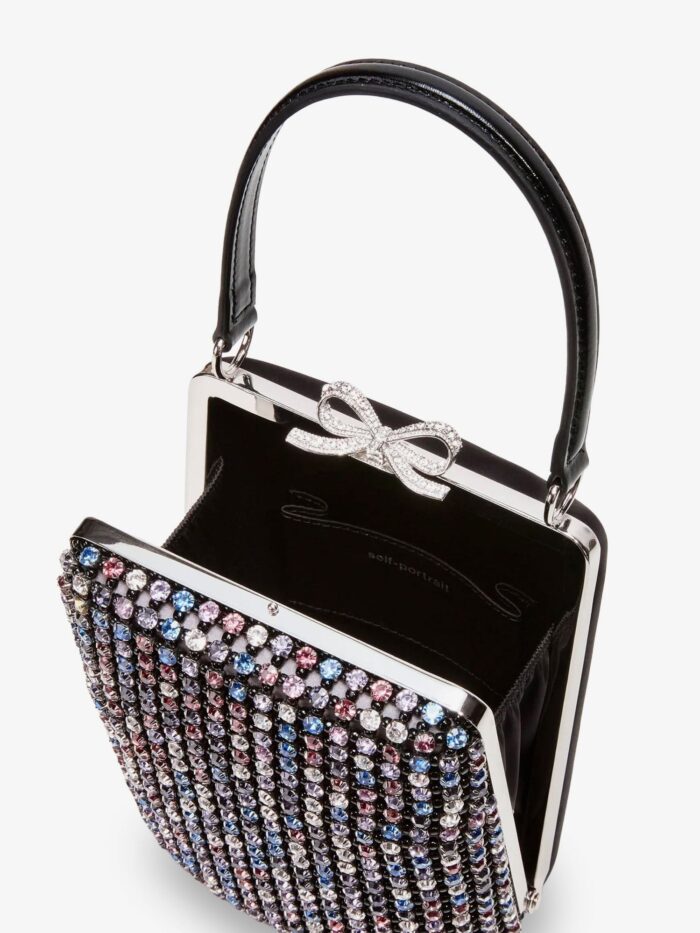 SELF PORTRAIT Leather Crossbody Bag With All-over Crystals