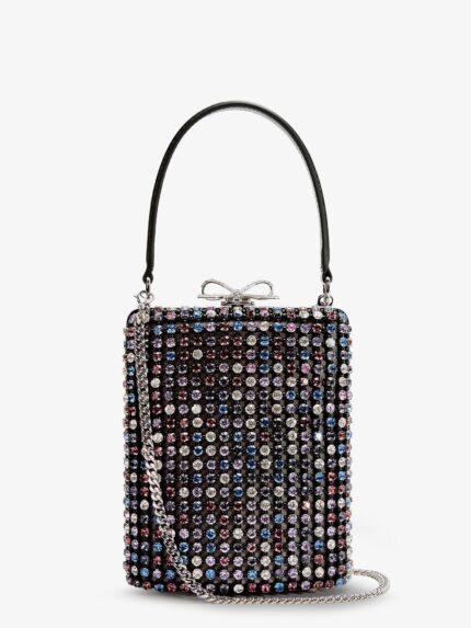 SELF PORTRAIT Leather Crossbody Bag With All-over Crystals