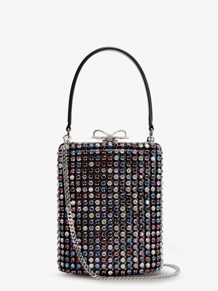 SELF PORTRAIT Leather Crossbody Bag With All-over Crystals