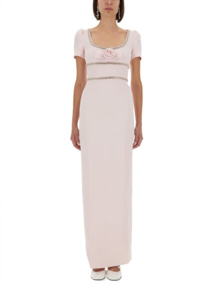 SELF-PORTRAIT LONG CREPE DRESS