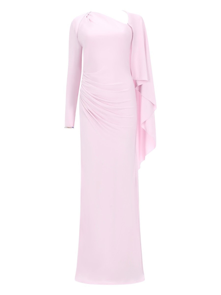 SELF-PORTRAIT LONG DRAPED DRESS