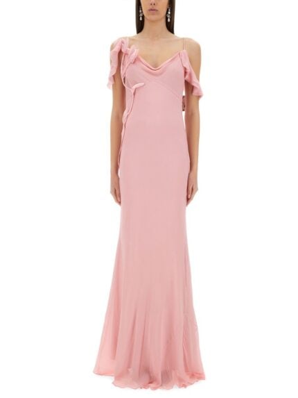 SELF-PORTRAIT LONG DRESS WITH FLORAL APPLIQUÉS
