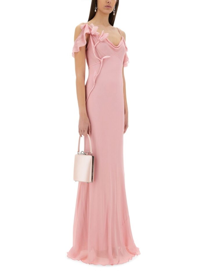 SELF-PORTRAIT LONG DRESS WITH FLORAL APPLIQUÉS