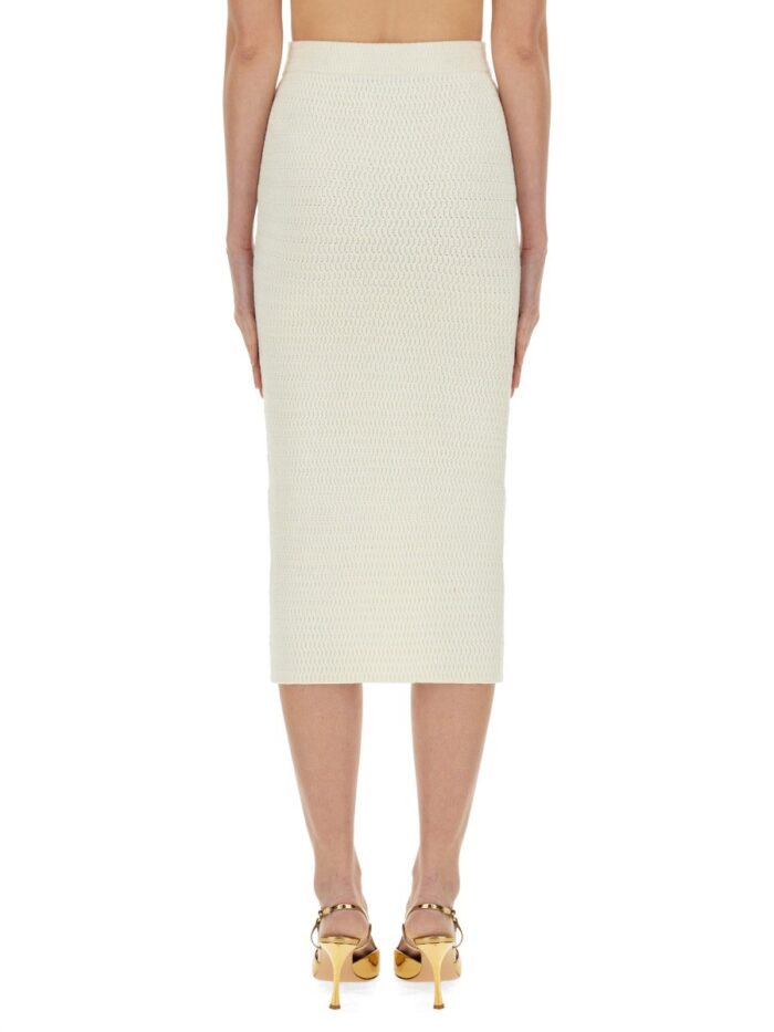 SELF-PORTRAIT LUREX KNIT MIDI SKIRT
