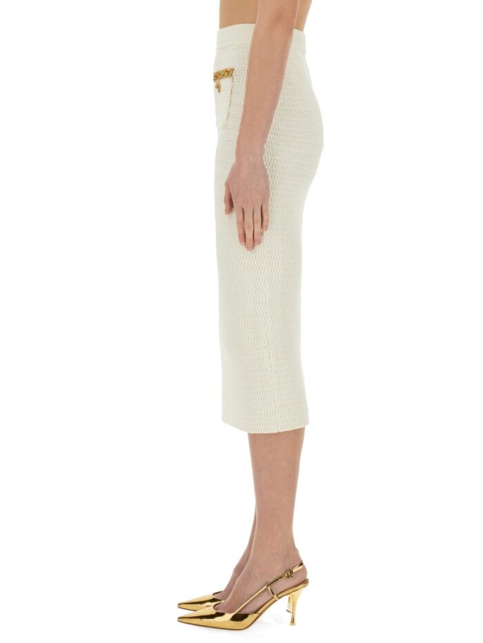 SELF-PORTRAIT LUREX KNIT MIDI SKIRT
