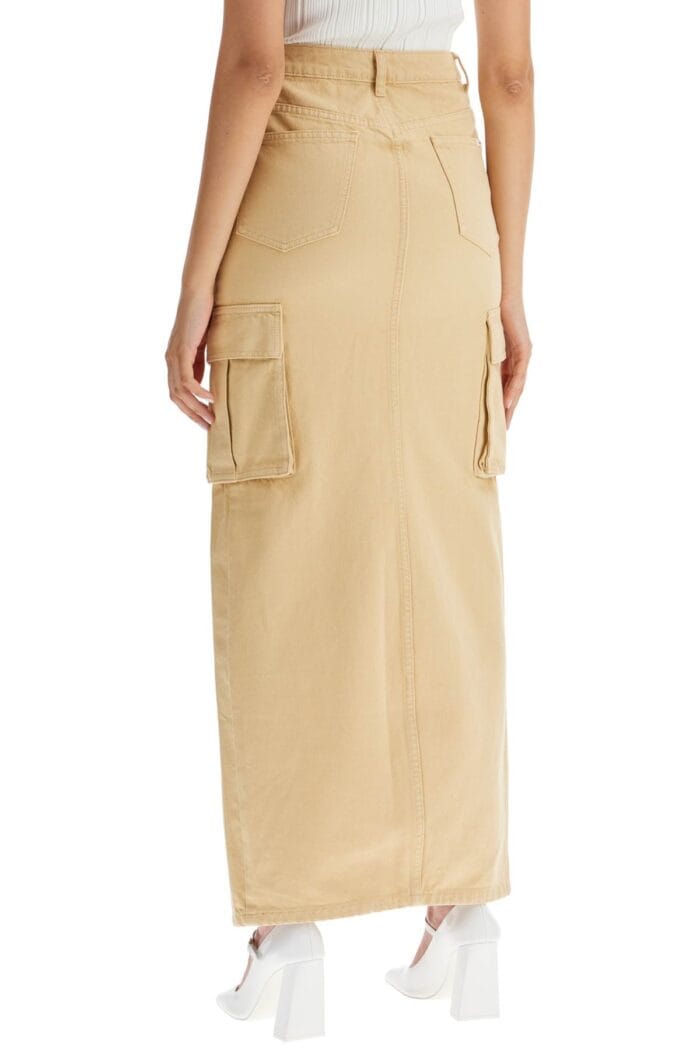 SELF PORTRAIT Maxi Denim Cargo Skirt In