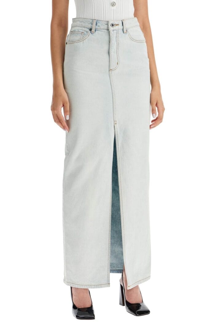 SELF PORTRAIT Maxi Denim Skirt In Seven