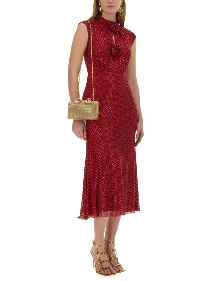 SELF-PORTRAIT MESH MIDI DRESS WITH RHINESTONES