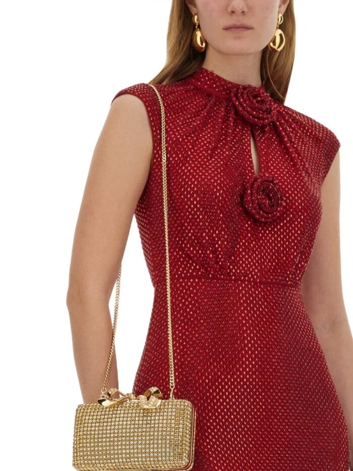 SELF-PORTRAIT MESH MIDI DRESS WITH RHINESTONES