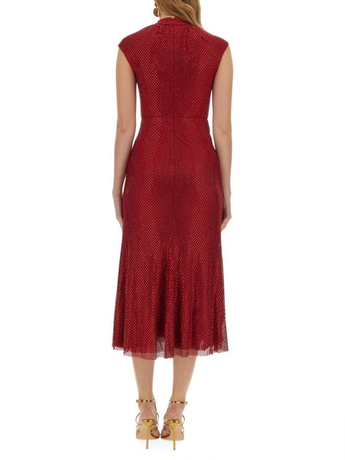 SELF-PORTRAIT MESH MIDI DRESS WITH RHINESTONES