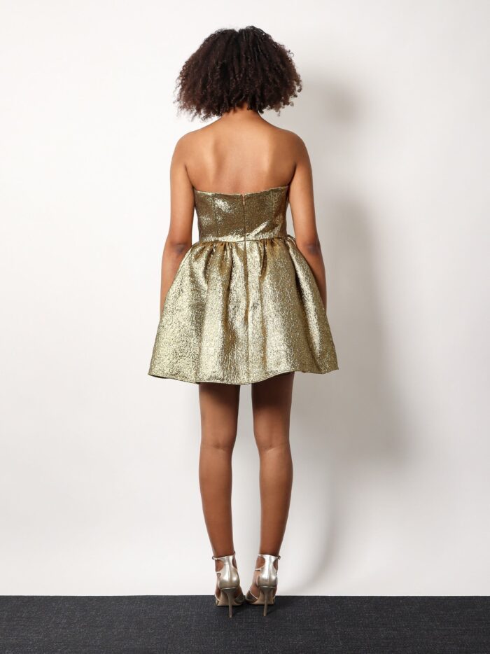SELF PORTRAIT Metallic Fibre Fabric Mini Dress