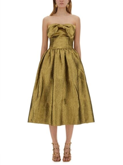 SELF-PORTRAIT METALLIC JACQUARD MIDI DRESS