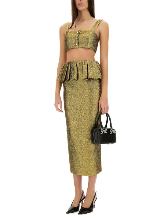SELF-PORTRAIT METALLIC JACQUARD MIDI SKIRT