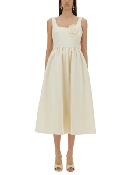 SELF-PORTRAIT MIDI DRESS WITH FLORAL APPLIQUÉS