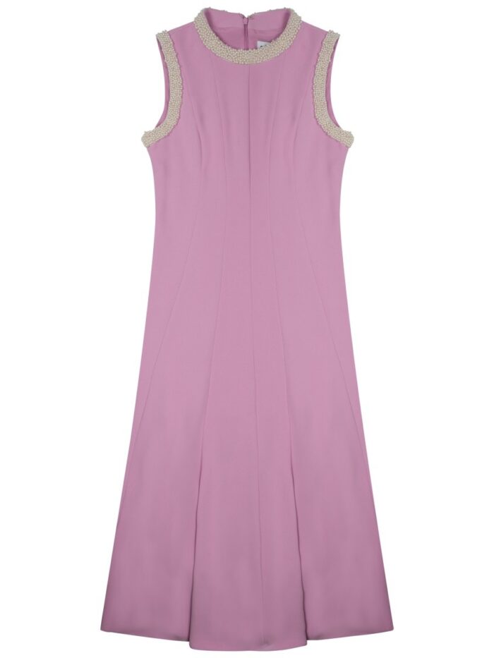 self portrait midi dress with pearls SELF-PORTRAIT MIDI DRESS WITH PEARLS