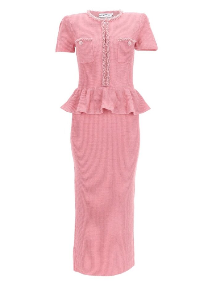 SELF-PORTRAIT MIDI DRESS WITH PEPLUM AND BEADING