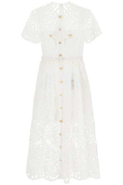 SELF PORTRAIT Midi Lace Dress In Seven