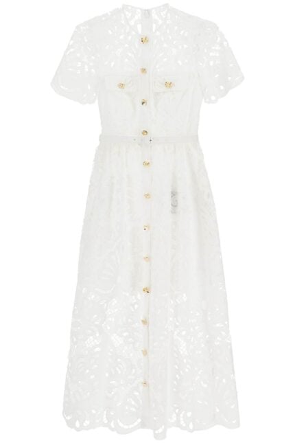 SELF PORTRAIT Midi Lace Dress In Seven