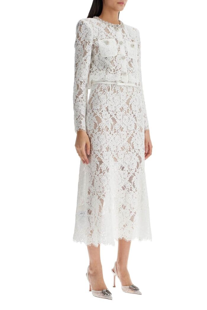 SELF PORTRAIT Midi Lace Dress In Seven