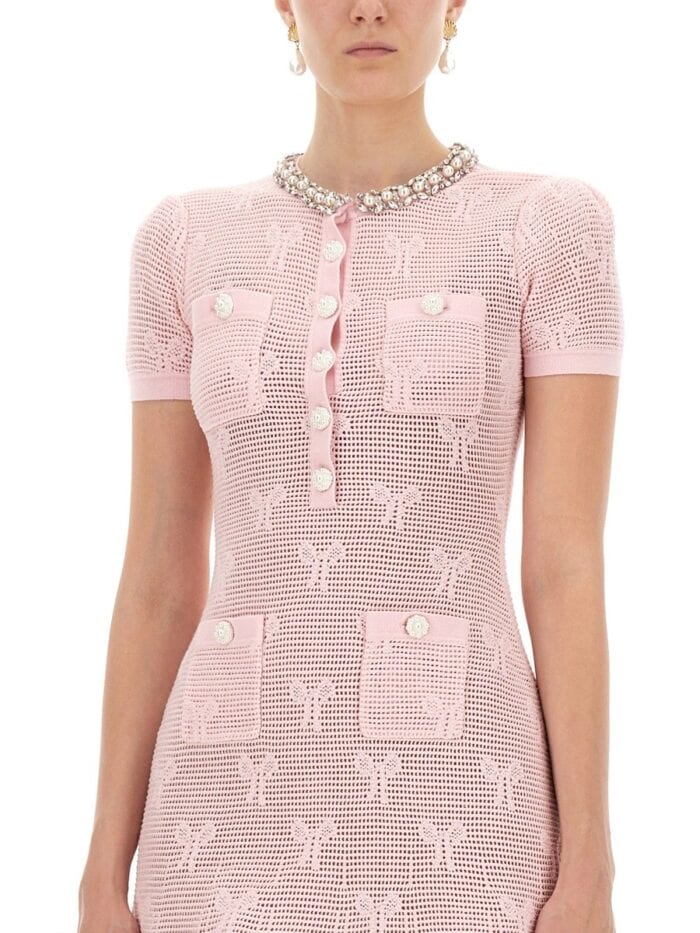 SELF-PORTRAIT MINI CROCHET DRESS WITH BOWS