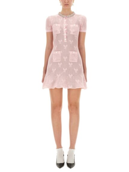 SELF-PORTRAIT MINI CROCHET DRESS WITH BOWS
