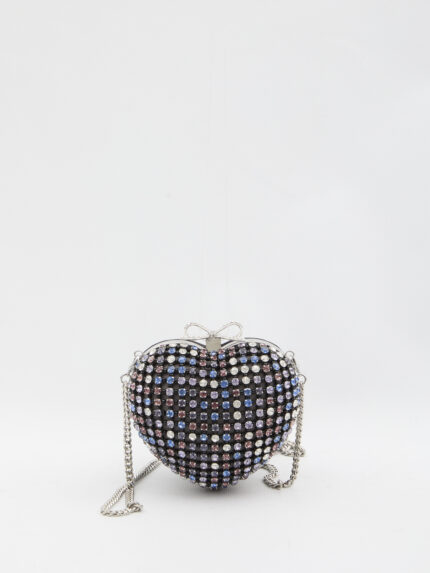 Self Portrait Multi crystal Heart clutch bag