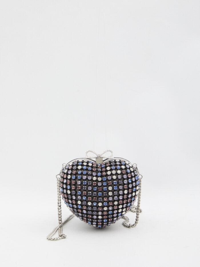 Self Portrait Multi crystal Heart clutch bag