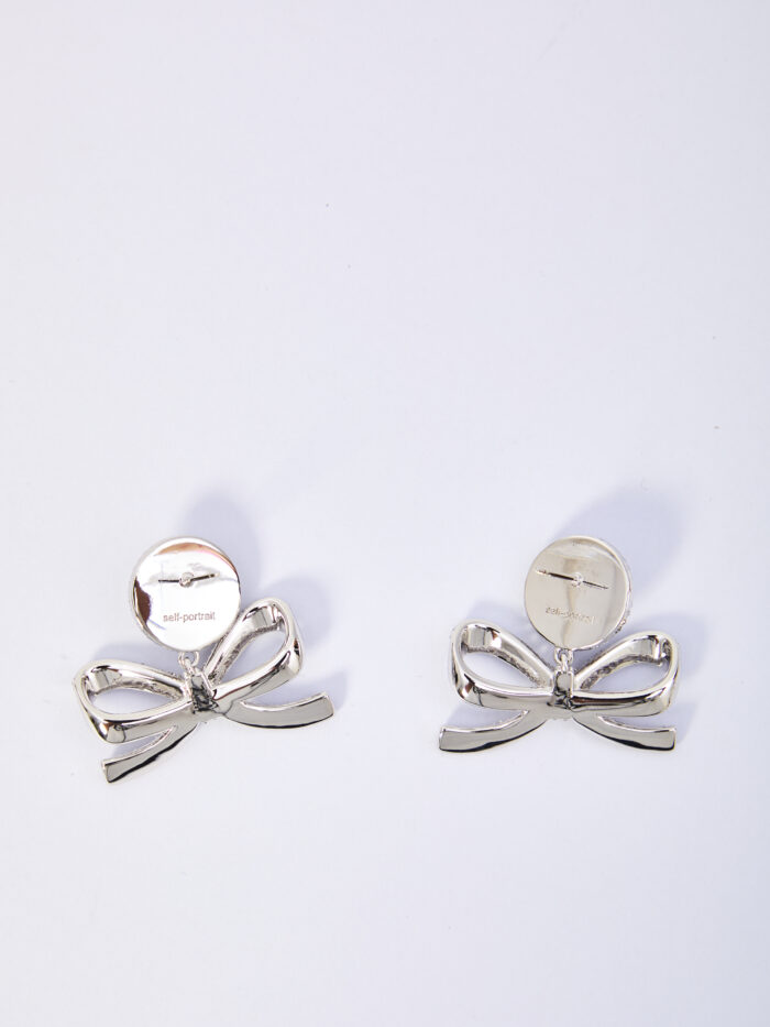 Self Portrait Pearl bow drop earrings