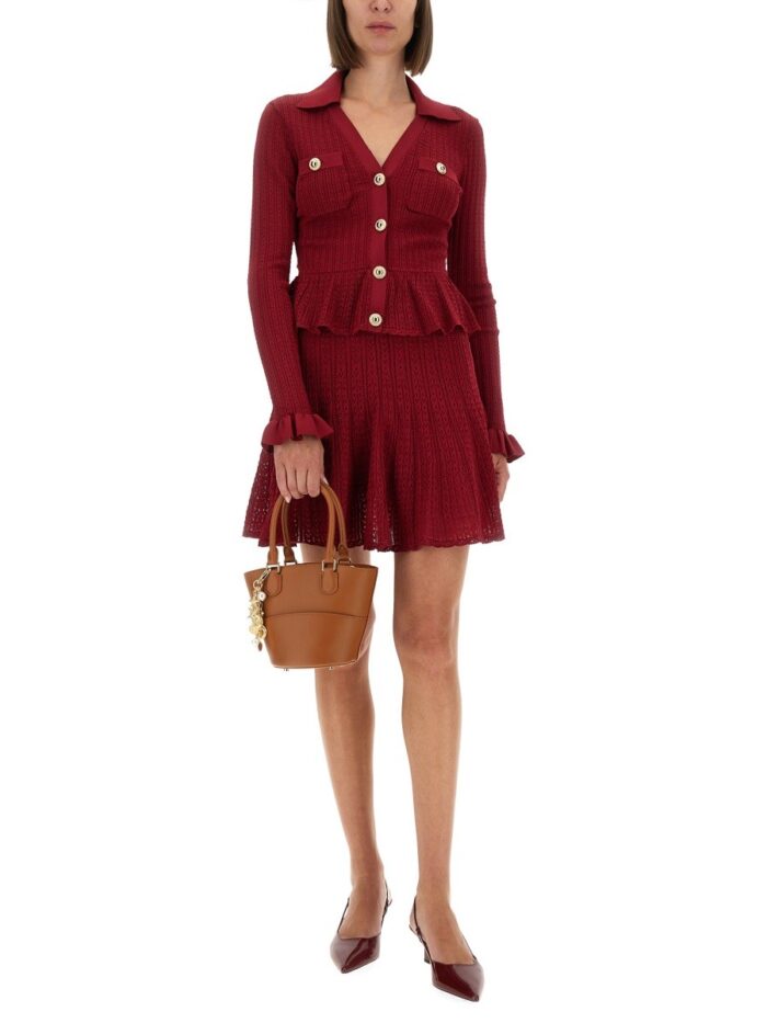 SELF-PORTRAIT PERFORATED KNIT DRESS