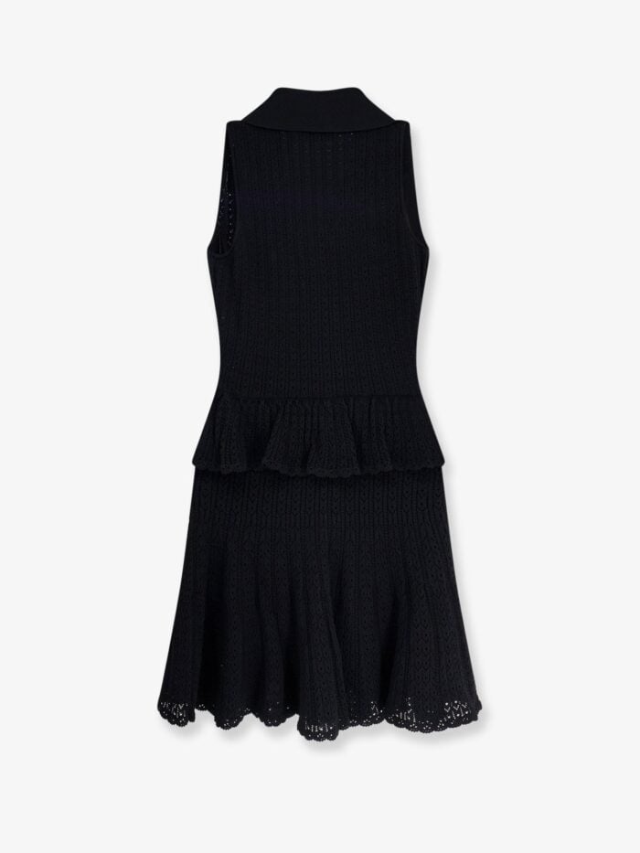 SELF PORTRAIT Perforated Knit Dress With Jewel Buttons