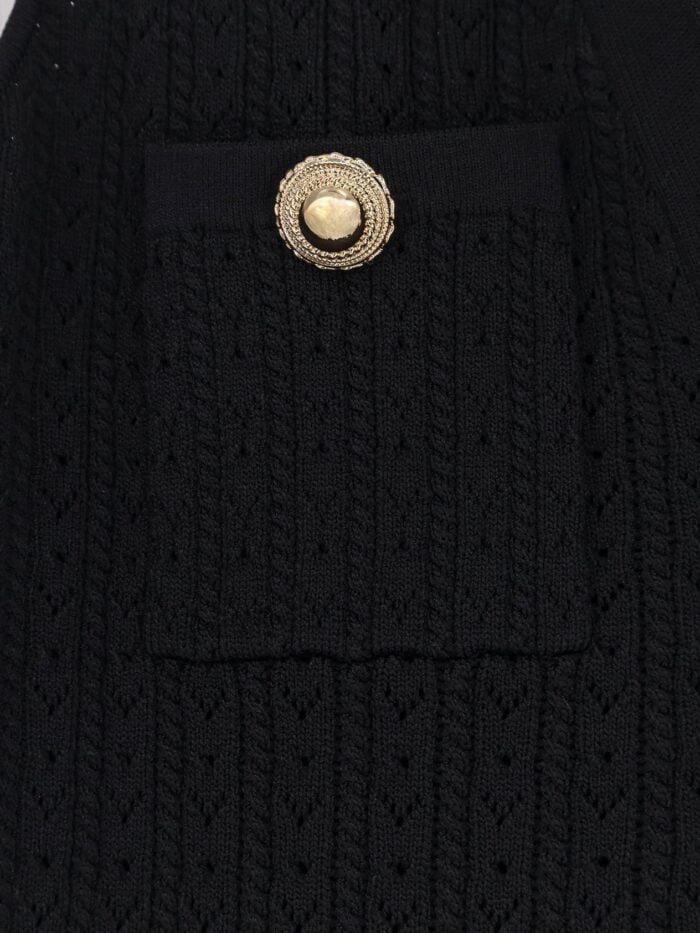 SELF PORTRAIT Perforated Knit Dress With Jewel Buttons