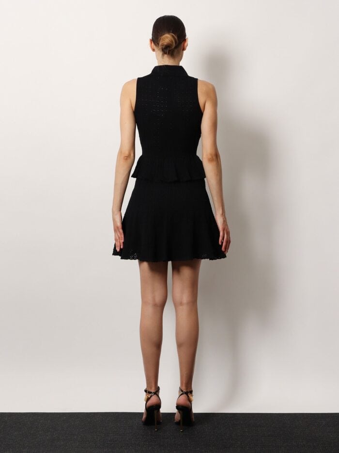 SELF PORTRAIT Perforated Knit Dress With Jewel Buttons
